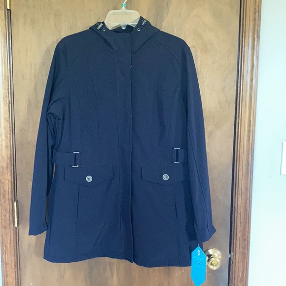 Relist12/9 Free Country soft shell coat w hood faux fur lining water resistant L - Picture 6 of 17